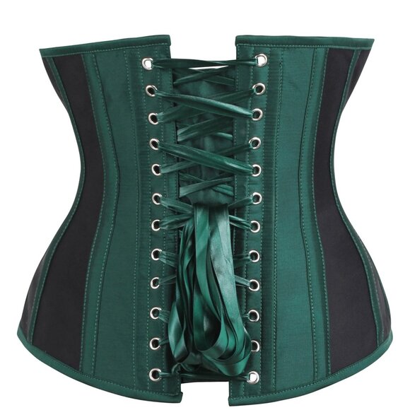 CorsetStory Green Taffeta and Mesh Underbust Corset - Picture 2 of 7
